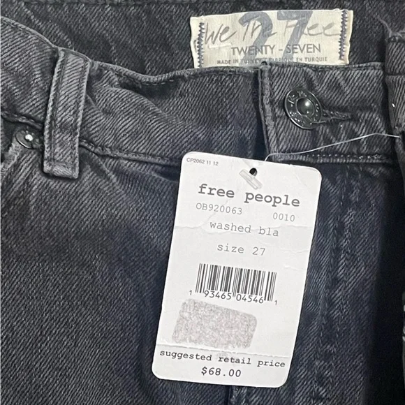 We The Free Black Denim Mini Skirt with Raw Hem 0B920063 NWT Size 27 - Picture 8 of 10